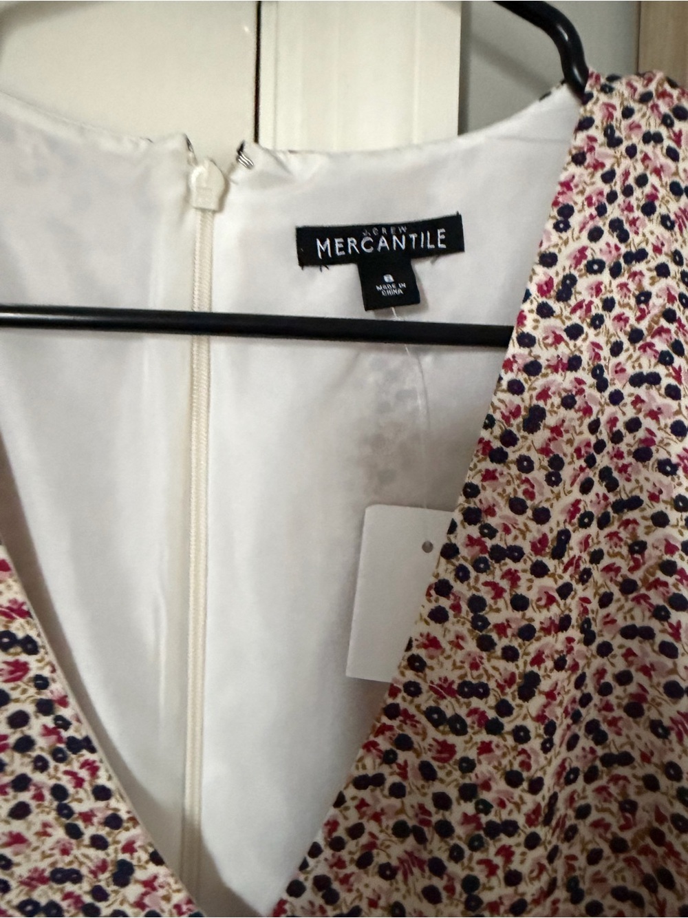 J. Crew Pink Floral V-Neck Mini Dress with Black Accents - Picture 2 of 4